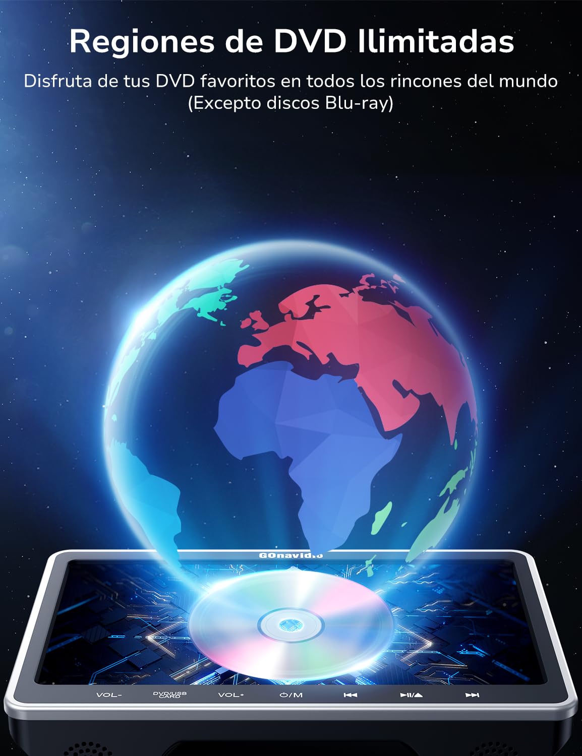 GOnavidio 10,1" Reproductor de DVD para Reposacabezas con Entrada HDMI, 2 Soportes de Montaje y 2 Auriculares, Soporte para Pantalla de Sincronización, Región Libre (Sin batería)