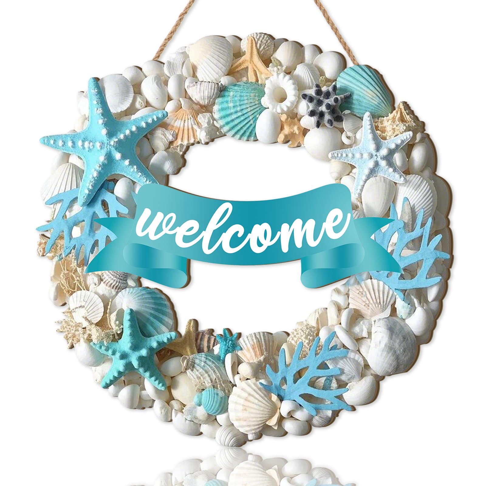 TOARTi Beach Welcome Wall Sign Summer Hanging Plaque for Front Door 11x11in