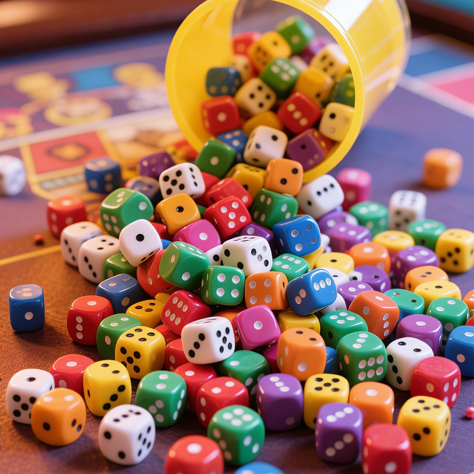 Set di 100 Dadi da Gioco 14mm, Dadi a 6 Facce Standard D6 in Acrilico, Ideale per Giochi da Tavolo e Didattica Matematica, Include 2 Scatole Contenitore Trasparenti (Bianco)