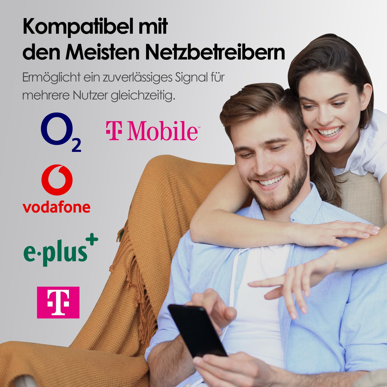 Mobilfunk Verstärker für Haus und Büro, 5G 4G LTE 3G GSM Handy Empfangsverstärker Signalverstärker Band 1/3/7/8/20 Mobilfunk Repeater für Alle Deutschen Netzbetreiber Vodafone O2 Telekom T-Mobile