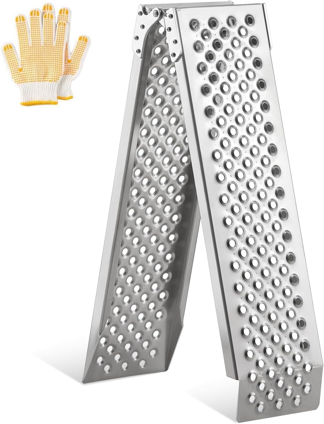 Rampa di carico pieghevole in alluminio per moto, 160 x 21,5 cm, capacità 340 kg, leggera, antiscivolo, impermeabile e antiruggine, per camion, tosaerba, SUV, rimorchi, 1 pezzo