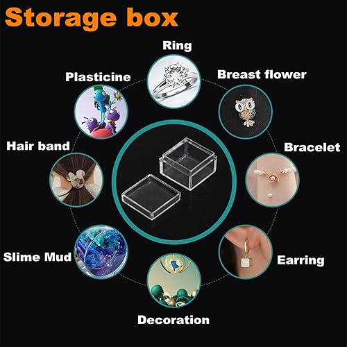 Miniatura 5 de Pequeña caja transparente de acrílico con tapas, cubo cuadrado de plástico, 12 recipientes de almacenamiento pequeños para pastillas de caramelo y