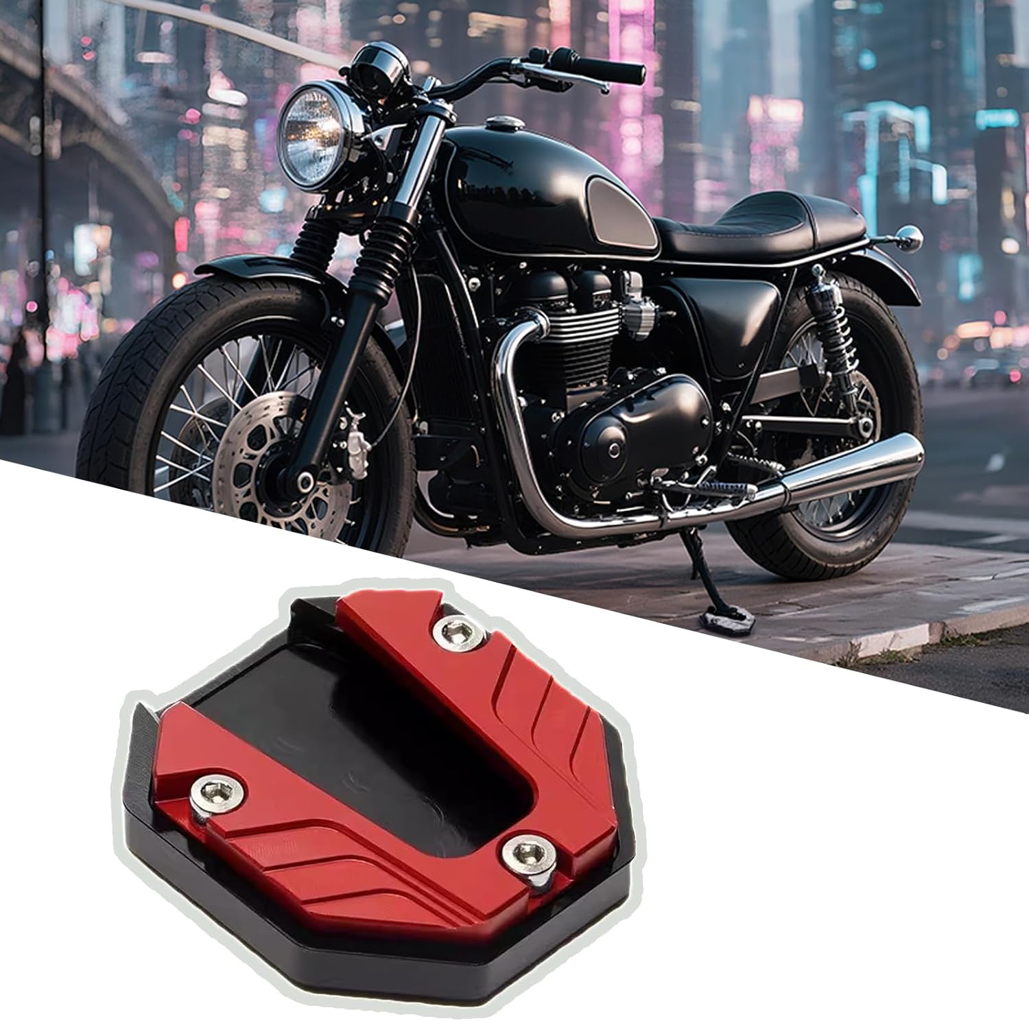 Motorcycle Kickstand Pad for Yamaha NIKEN/NIKEN GT 2018 2019 2020, Aluminum Alloy Side Stand Extension Plate, Foot Support Plate Pedal Extender, Motorcycle Side Stand Pad, B Red