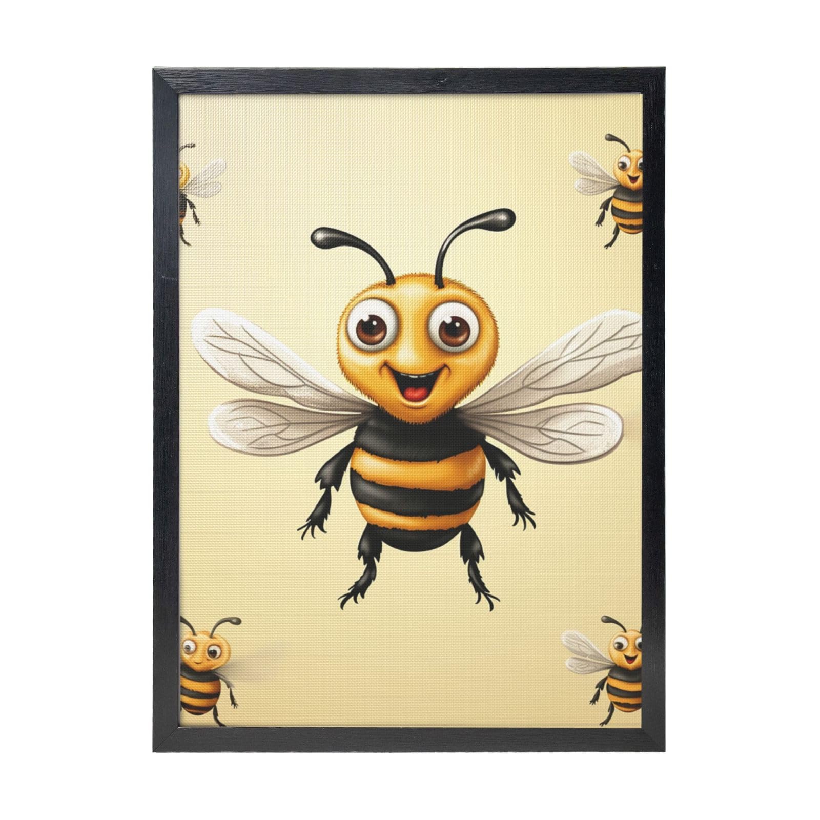 Framed Wall Art - Decorative Canvas Painting Honey Bee Pictures Poster Aesthetic Modern Prints Artwork for Bedroom Office Wall Decor Ready To Hang 12x16 in