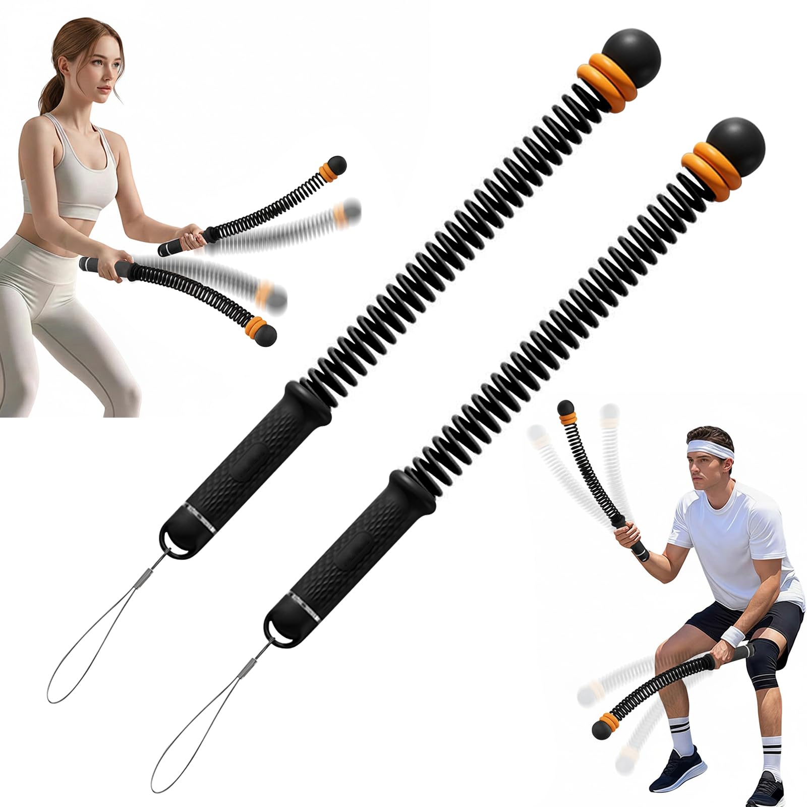 Ropeless Battle Ropes for Home Workout, Adjustable Weights - Quiet, 2PCS Portable Cordless Battle Ropes, Cardio and Strength Workout - Home & Outdoor Fitness Equipment for Men and Women (Black)