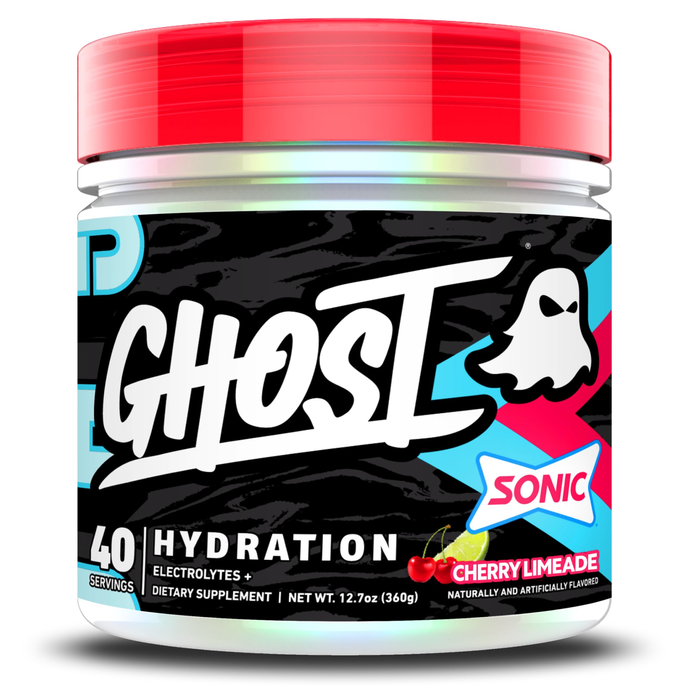 GHOST Hydration Tub, Electrolyte Powder, Sonic Cherry Limeade, 40 Servings Sonic Cherry Limeade (Tub)