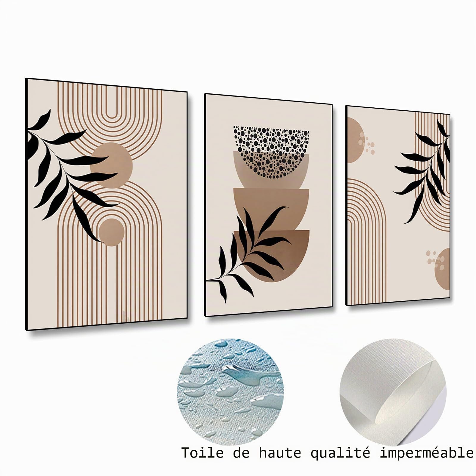 BNREDA Lot de 3 posters bohème, lignes abstraites et géométriques modernes, décoration murale salon/chambre à coucher, sans cadre, 60 x 90 cm x 3