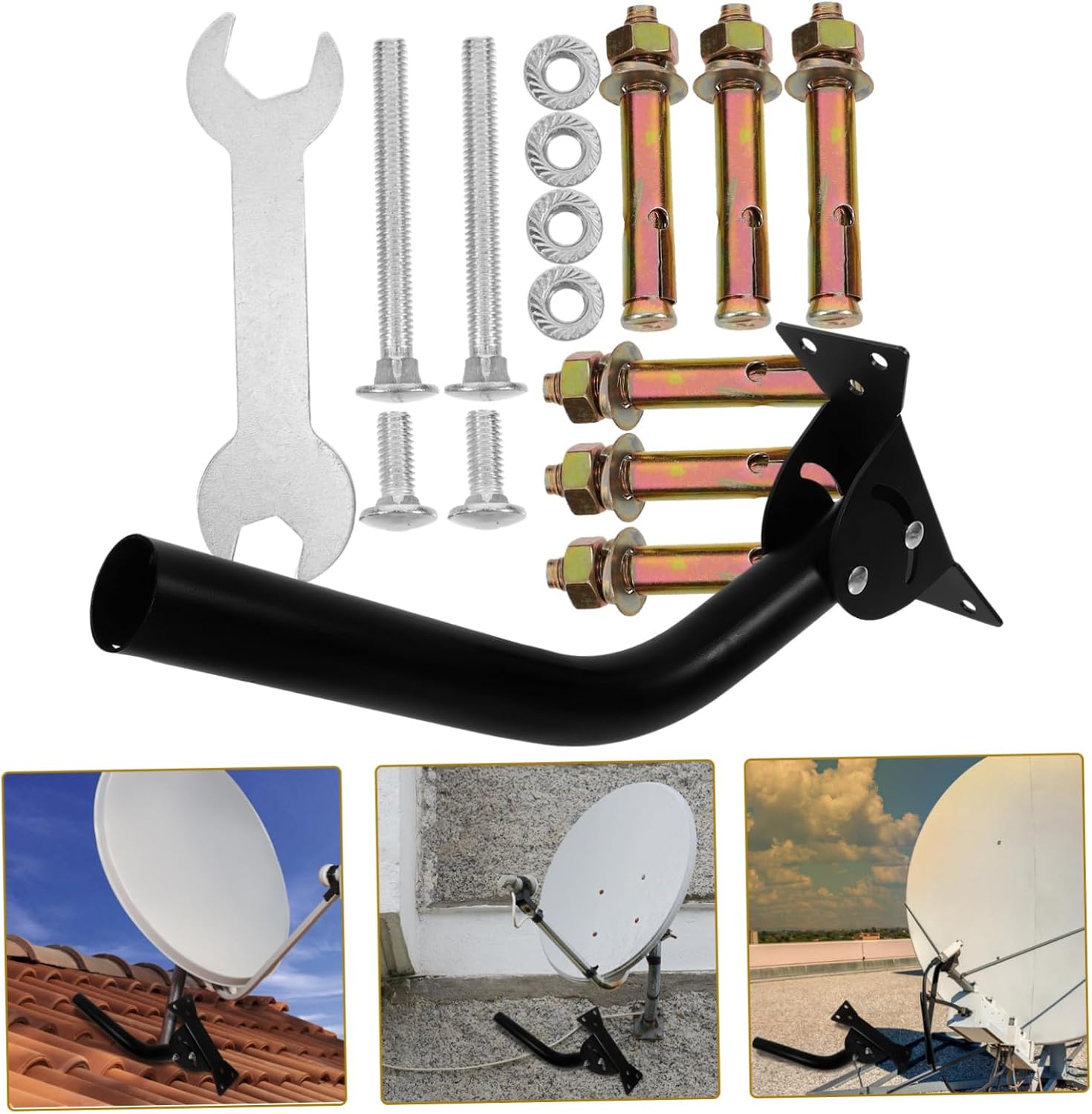 TEHAUX 1set Rv Antenna Mount Pole Portable Installation Kit for Outdoor Use Wall Roofs Compatible Rvs and Antennas
