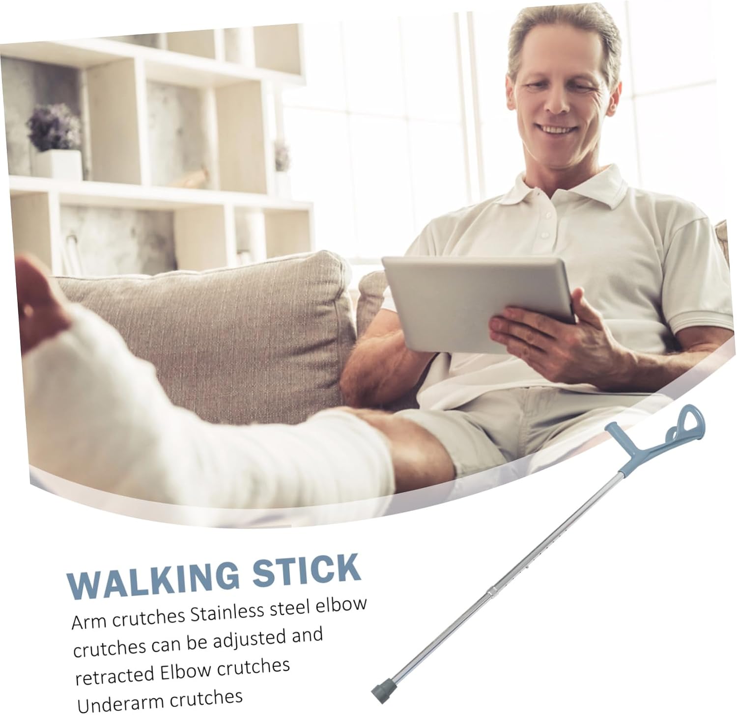 Adjustable Underarm Crutch Lightweight Aluminum Forearm Crutch for Disabled Individuals Non-Slip Foot Pads Ergonomic Grip Durable Support for Seniors and Injured Users