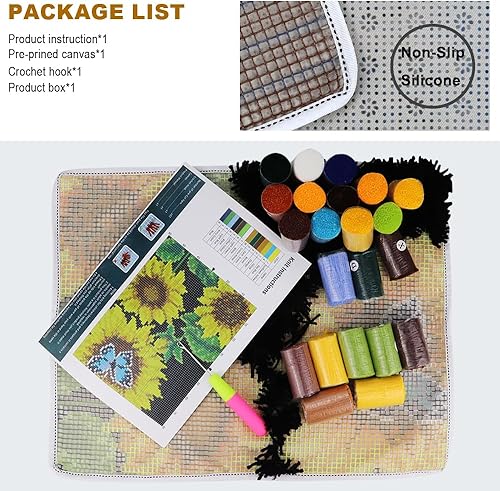 Miniatura 5 de MGahyi Kits de alfombras con gancho para adultos, alfombras de hilo de ganchillo para manualidades, kit de manualidades con diseño de patrón Perro