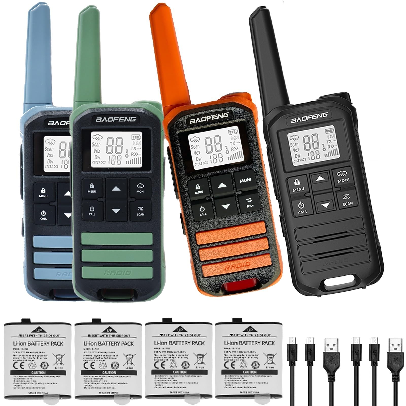 BAOFENG FR-22A Walkie Talkies for Adults Long Rang NOAA Weather Alerts, Rechargeable Walkie Talkies 2 Way Radio 22 FRS Channel USB-C Cable Outdoor