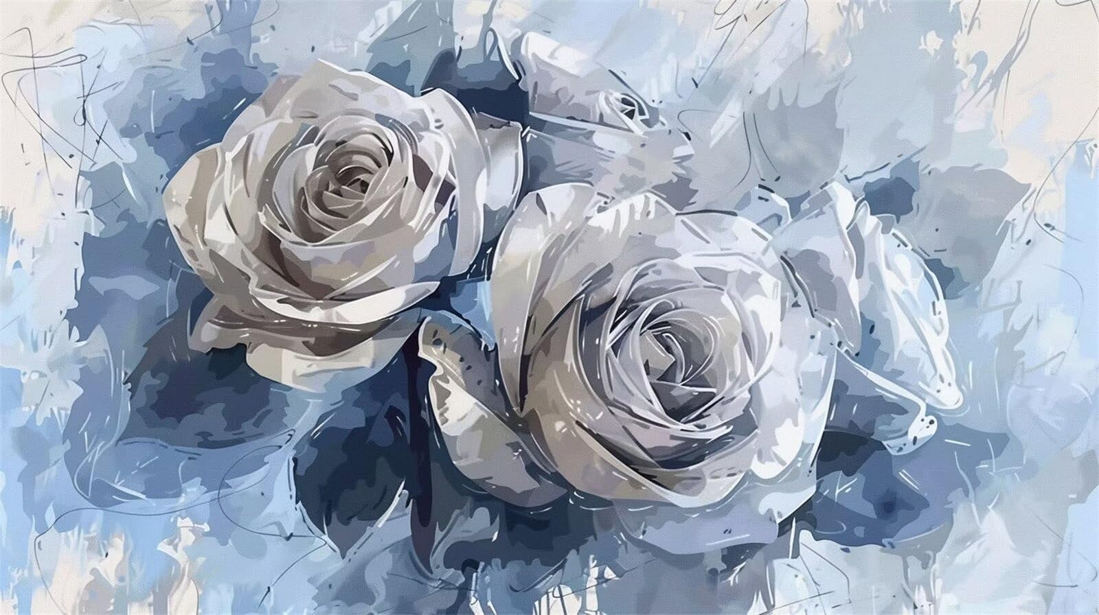 Rosa Dipingere con i Numeri per Adulti Bambini Principianti, Paint by Numbers Fai da Te Olio La Pittura di Numeri Kit, Fiore Quadro da Dipingere con Numeri , Decorazioni Casa (90x50cm, Senza Cornice)