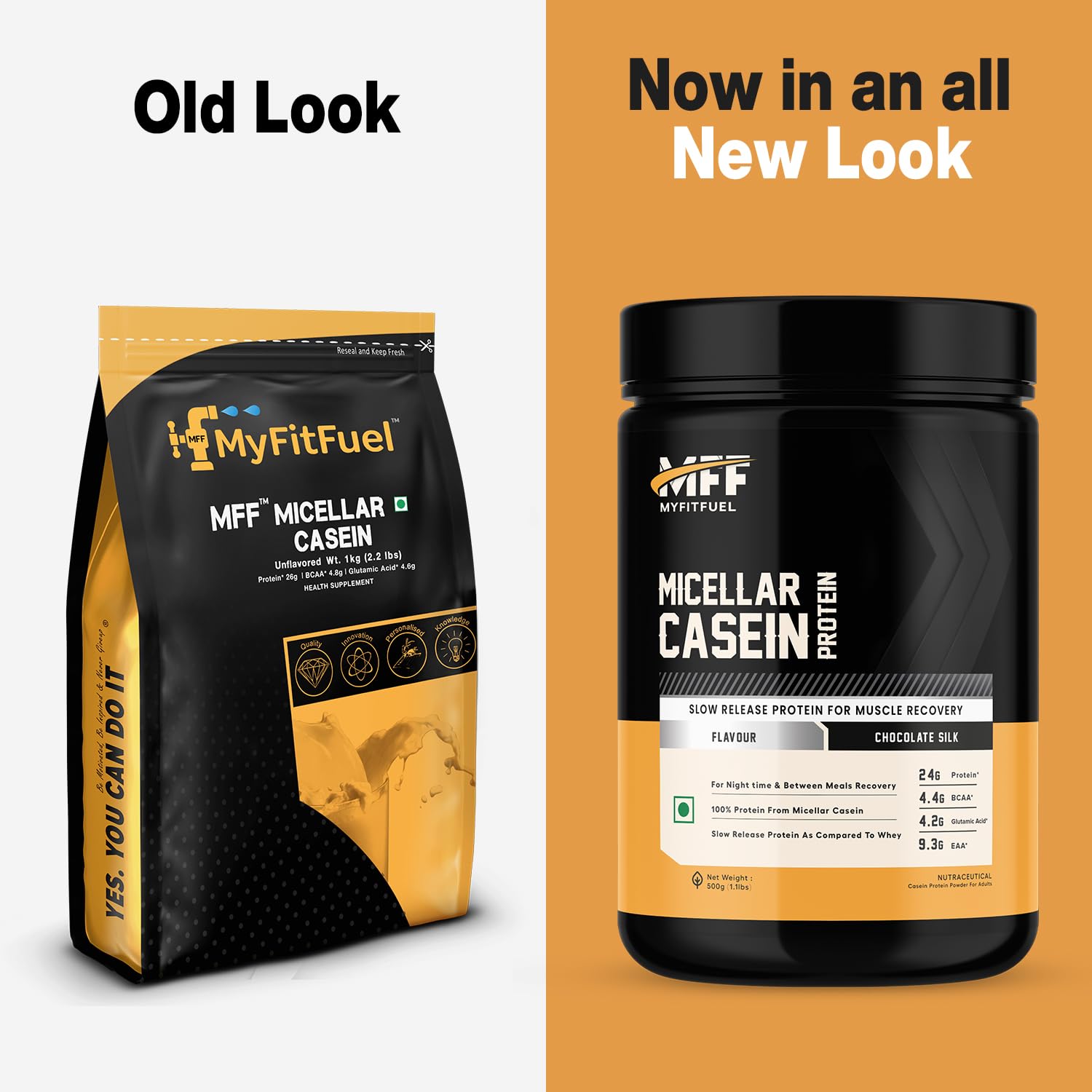 MyFitFuel Micellar Casein Protein Powder | 500 gm, 15 Servings (Unflavoured) | Slow Release Protein