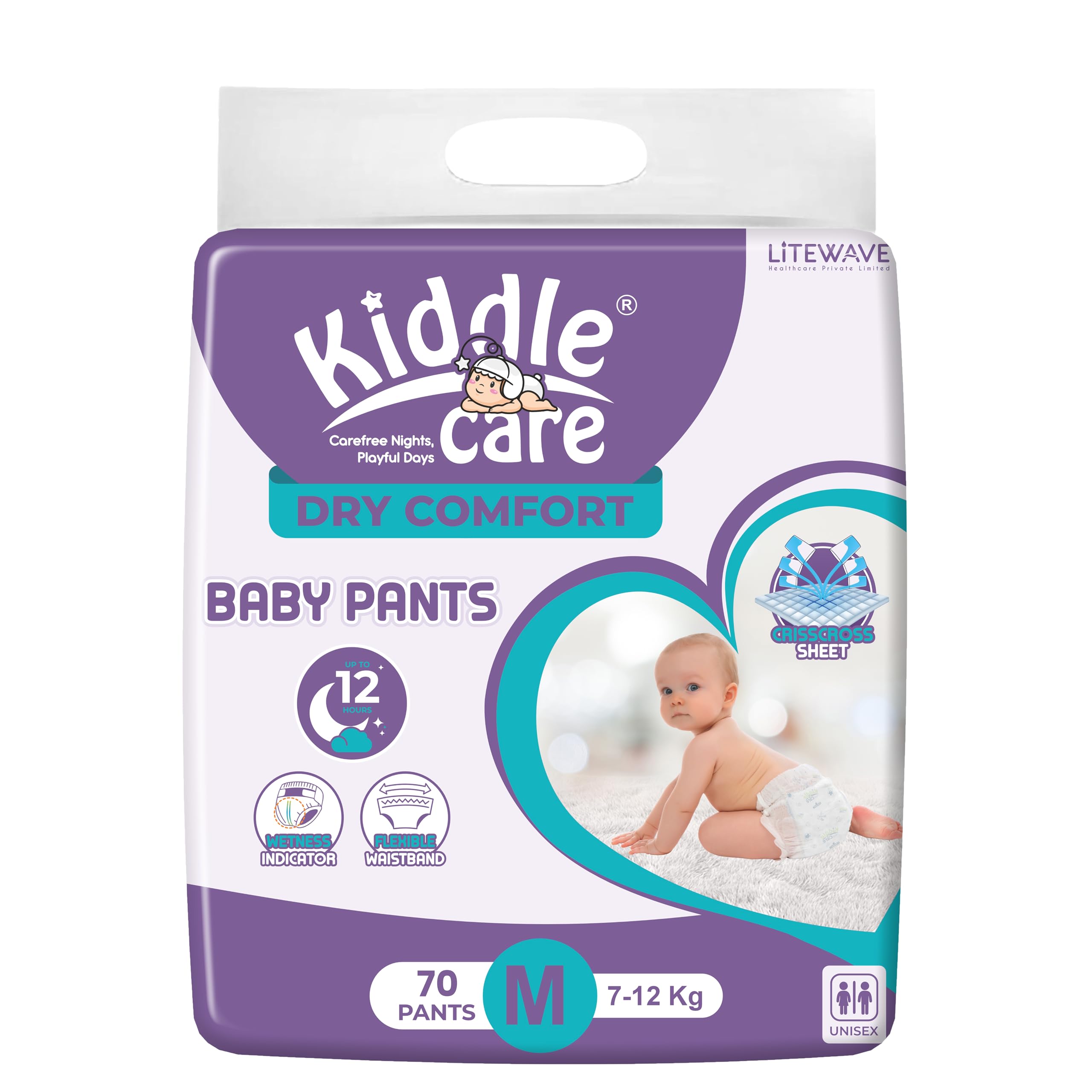 Dry Comfort Baby Diaper Pants Advanced Soft Baby Pants Diaper | Medium (M) | Pack of 1 | 70 Pieces | 7-12 Kg | Up to 12 Hours Protection, Prevents Leakage, Wetness Indicator-image-49