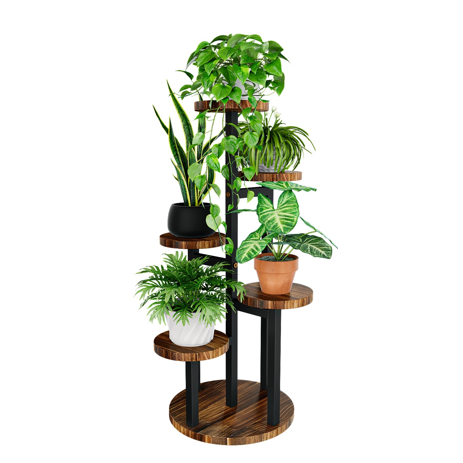 Bamworld Blumenständer Holz Pflanzenständer Pflanzentreppe Pflanzenregal Blumentreppe Outdoor Wetterfest etagere 5 etagen Braun Balkon Deko Orchideenerde