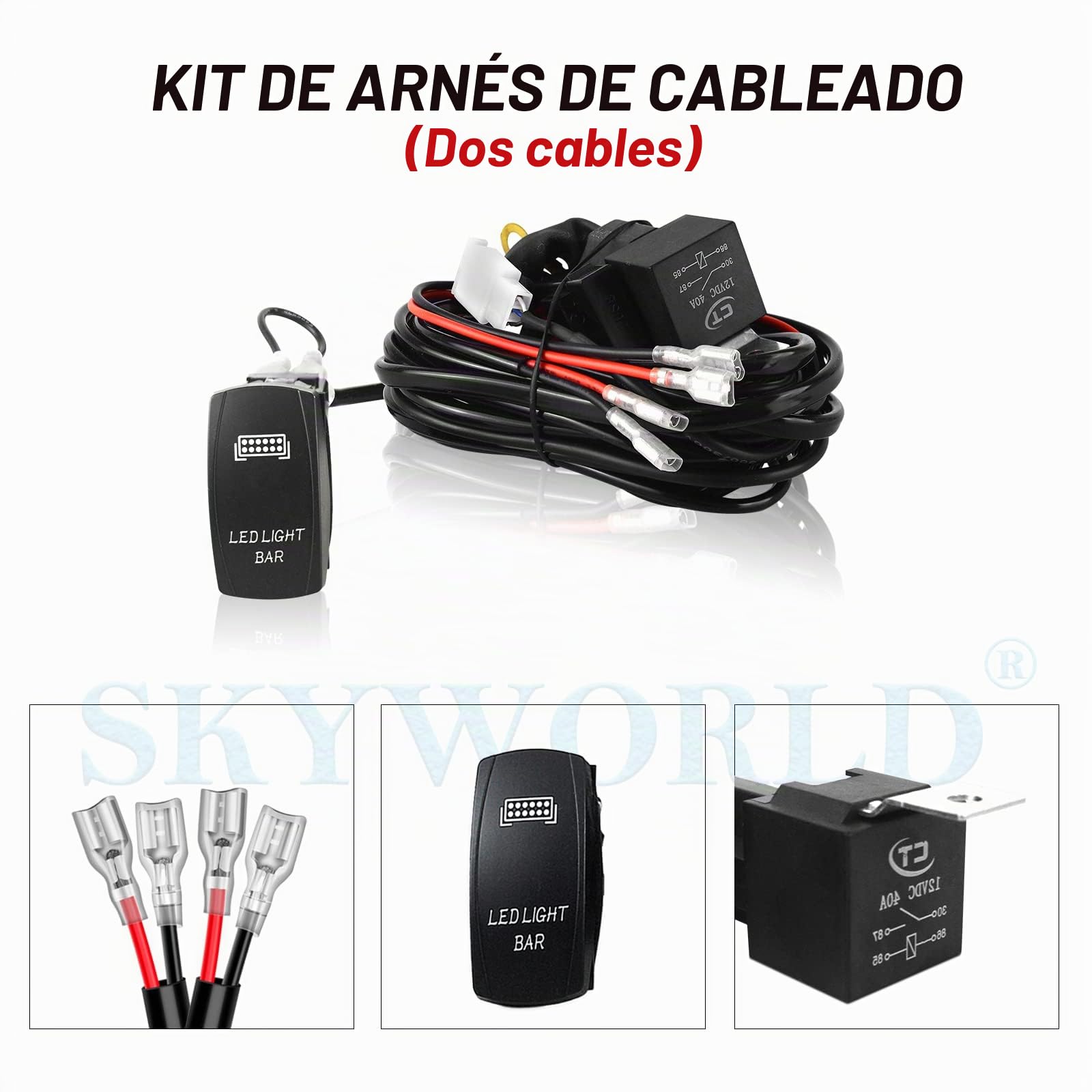 SKYWORLD 2Pcs Faros de Trabajo led, 7 pulgadas 18cm 120W Focos LED Tractor IP67 Impermeable para 4x4 Coche Off road Auto ATV SUV Camión todoterreno, Faros de Trabajo con arnés de cableado | Proyector LED coche barra de luz de trabajo LED luces de trabajo