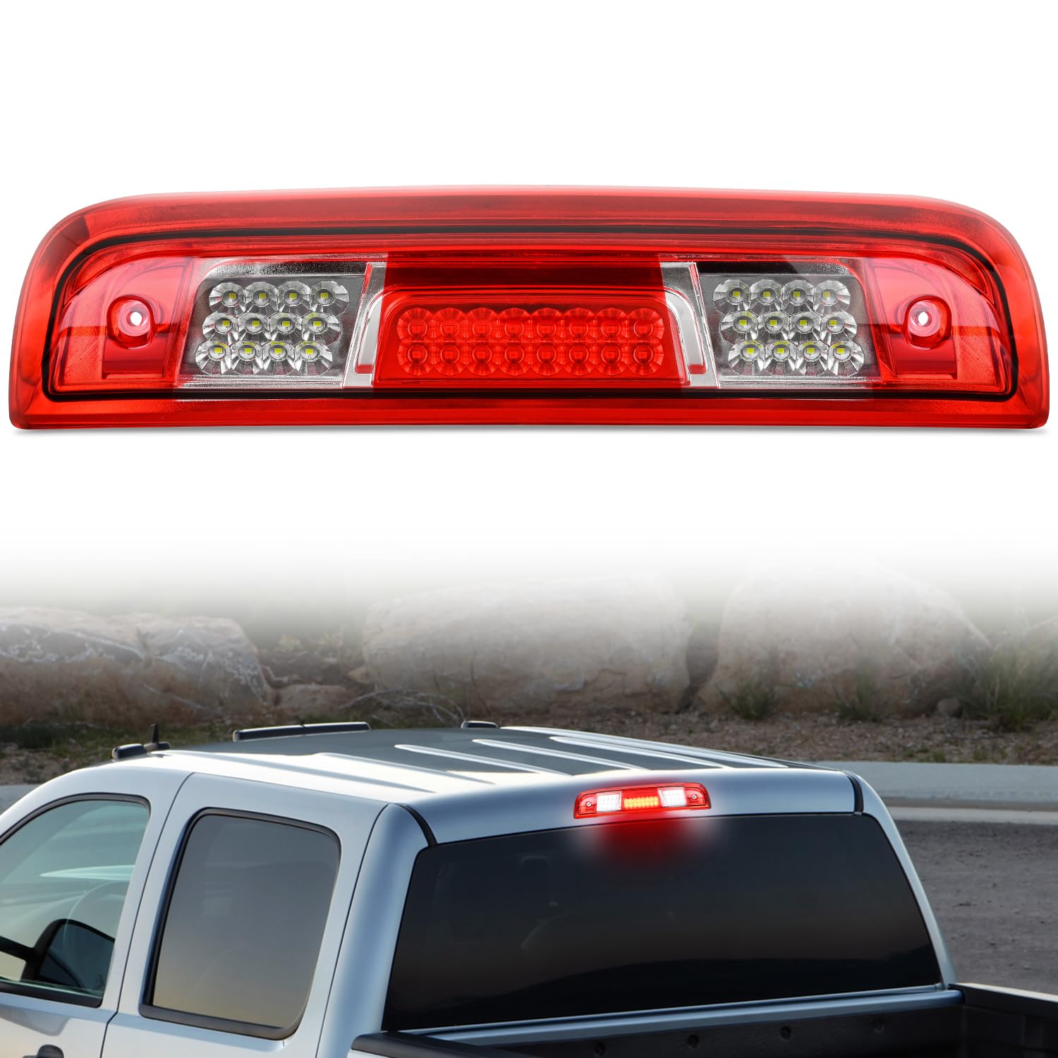 Nilight Third Brake Light for Chevrolet GMC 1500 2500 3500HD 2014-2018