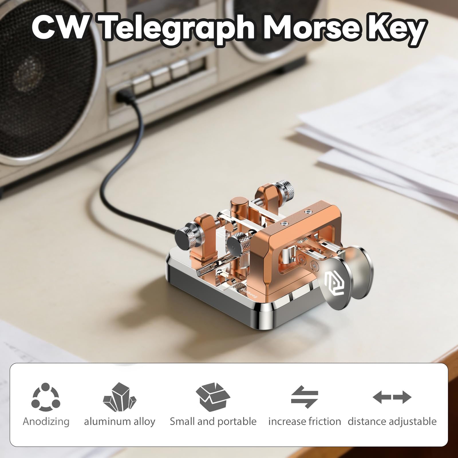 Putikeeg Pulsante CW Morse, pulsante Telegrafen, pulsante Amateurfunk CW, codice Morse, tastiera telegramma, trasmettitore codice morse, tasti CW doppia leva