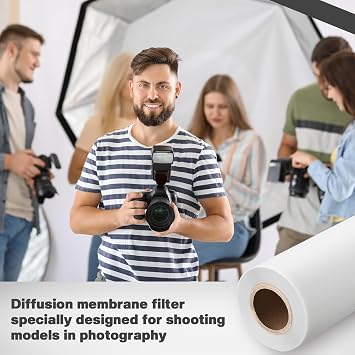 Nezyo Light Diffuser Sheet Diffusion Film Sheet Lighting Gel Diffuser Roll White Diffusion Paper for LED Flash Strobe Light Photography Video(31.5 1181.2 Inch / 0.8 30 M)