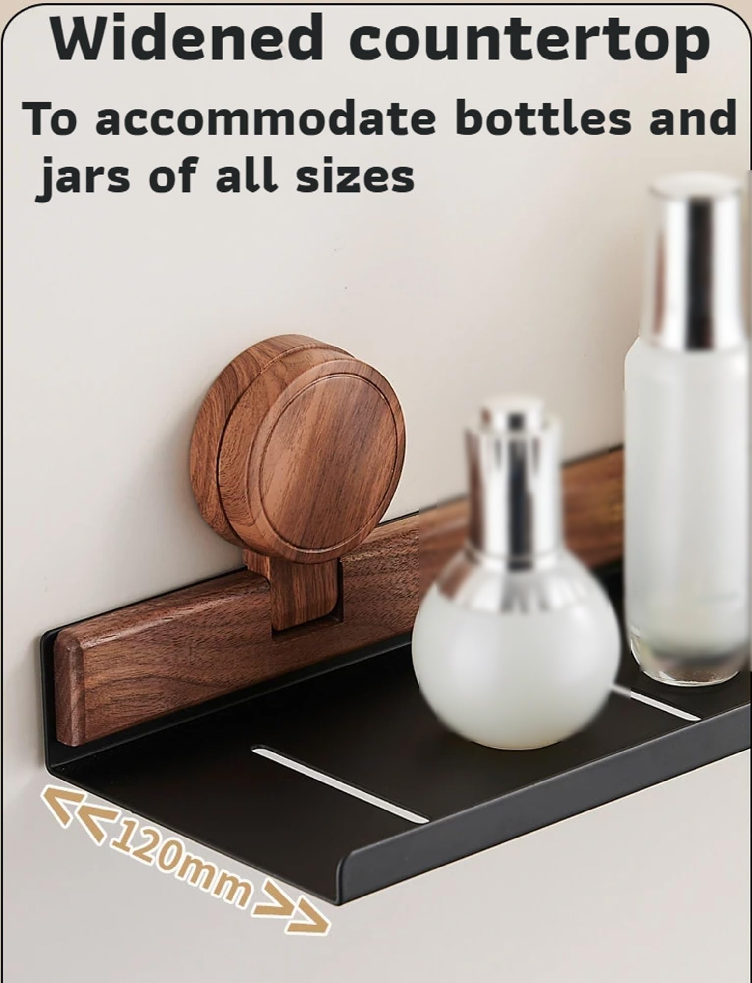 Bathroom Shelf,Removable Faucet Storage Rack,Wall Mounted Sink Shelf Over Faucet, No Drill, for Bathroom & Kitchen, Storage(Black,60cm/23.6in)