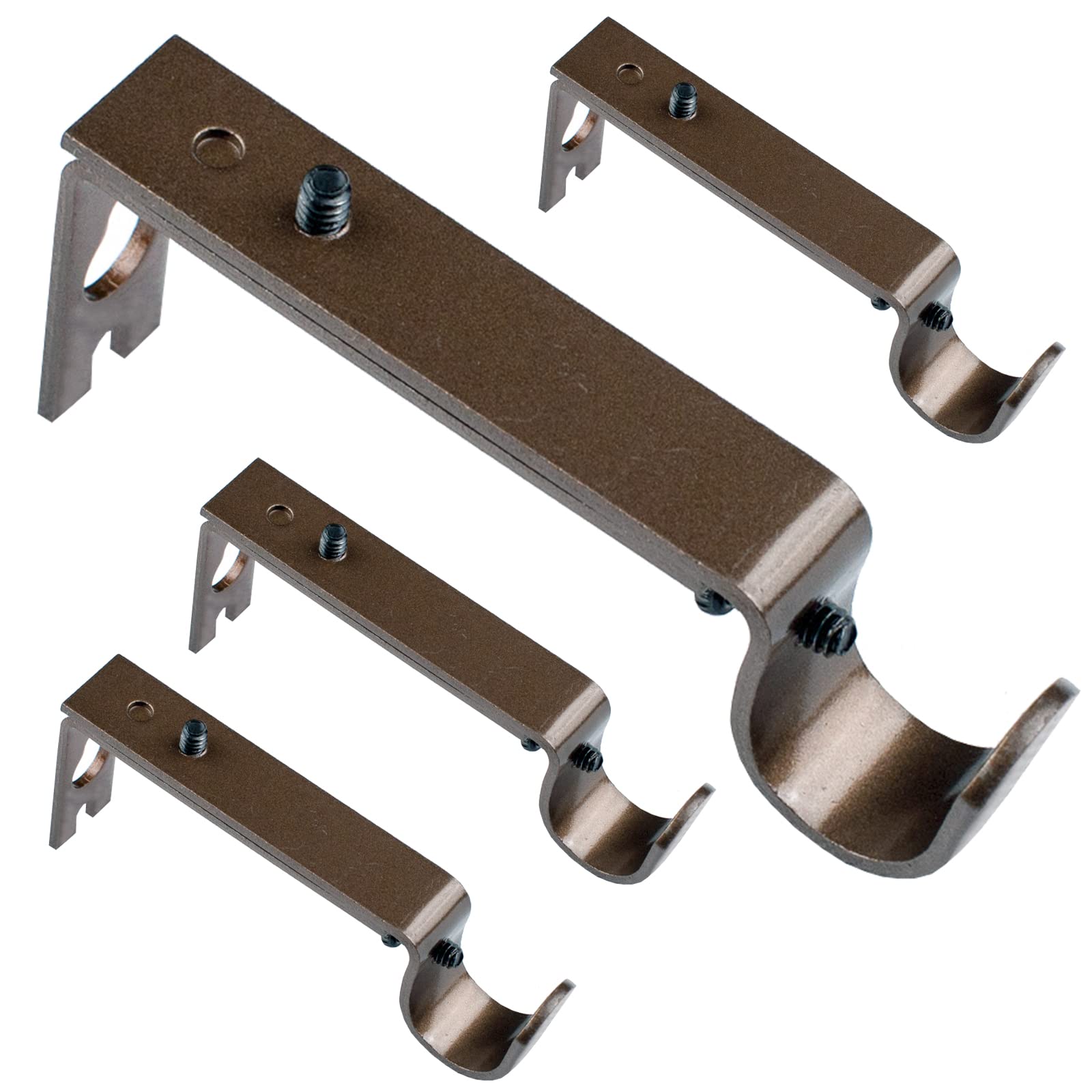 Kowibcl 4PCS Adjustable Curtain Rod Brackets, Bronze, Fits up to 3/4 inch Rods, Heavy Duty, Wall Mount