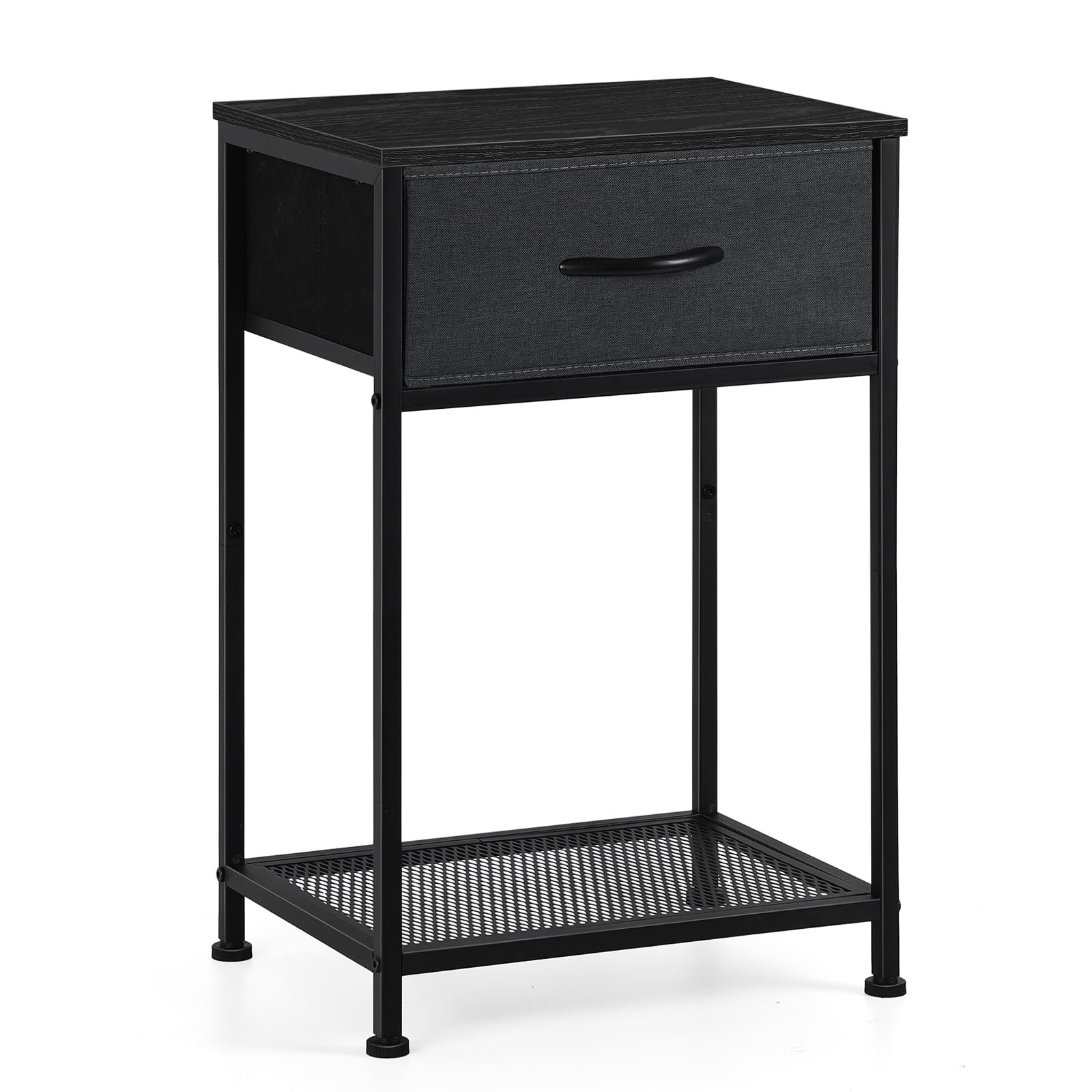 smusei Mesita de Noche de Madera Negra con cajones de Tela Mesa Auxiliar de Estilo Minimalista Mesita de Noche Mesa de Centro pequeña Mesa de sofá para Dormitorio Sala de Estar 41 x 31 x 61 cm