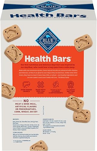 Miniatura 26 de Blue Buffalo Health Bars - Galletas crujientes para perros, horneadas al horno con ingredientes naturales, tocino, huevo y queso, bolsa de 16 onzas