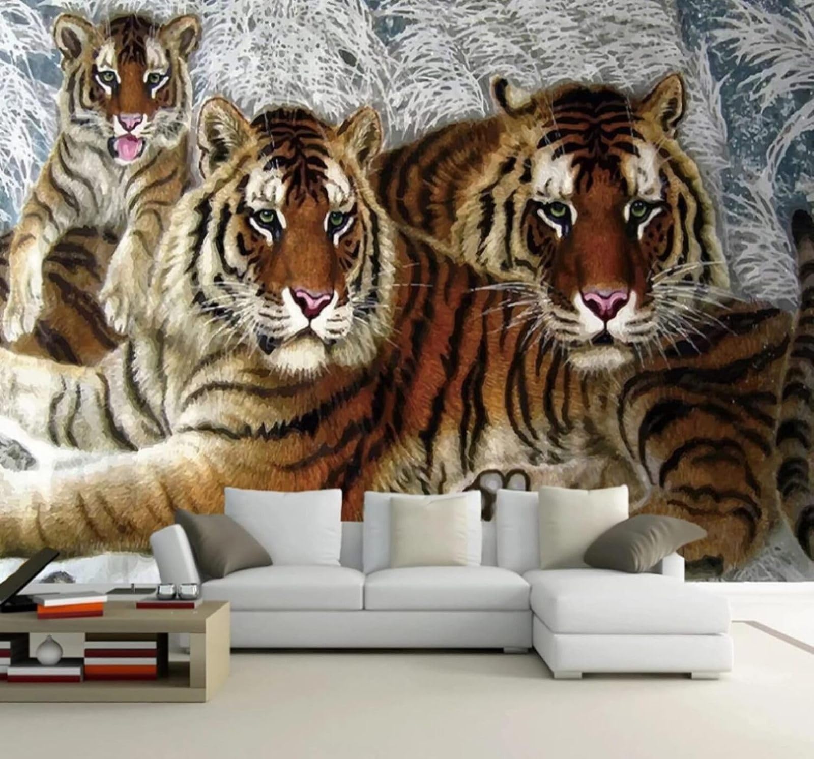 XLMING Minimalist Hand Drawn Forest Tiger Animal 3D Wallpaper Luxury Home Dining Decor Paste Sofa Living Room The Wall for Bedroom Mural-300cm×210cm