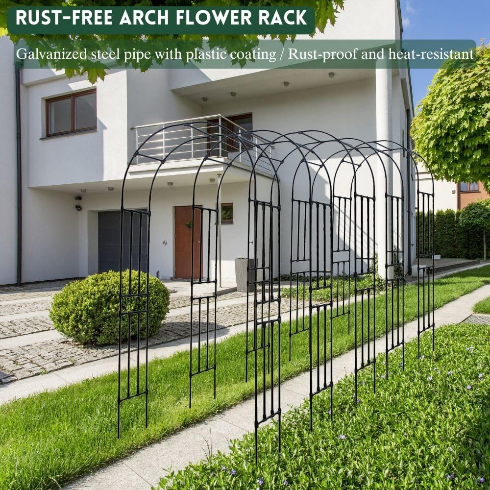 Arco da giardino in acciaio per piante rampicanti, rose, glicine, 120-300 cm, arco per eventi e matrimoni (200 x 240 cm)
