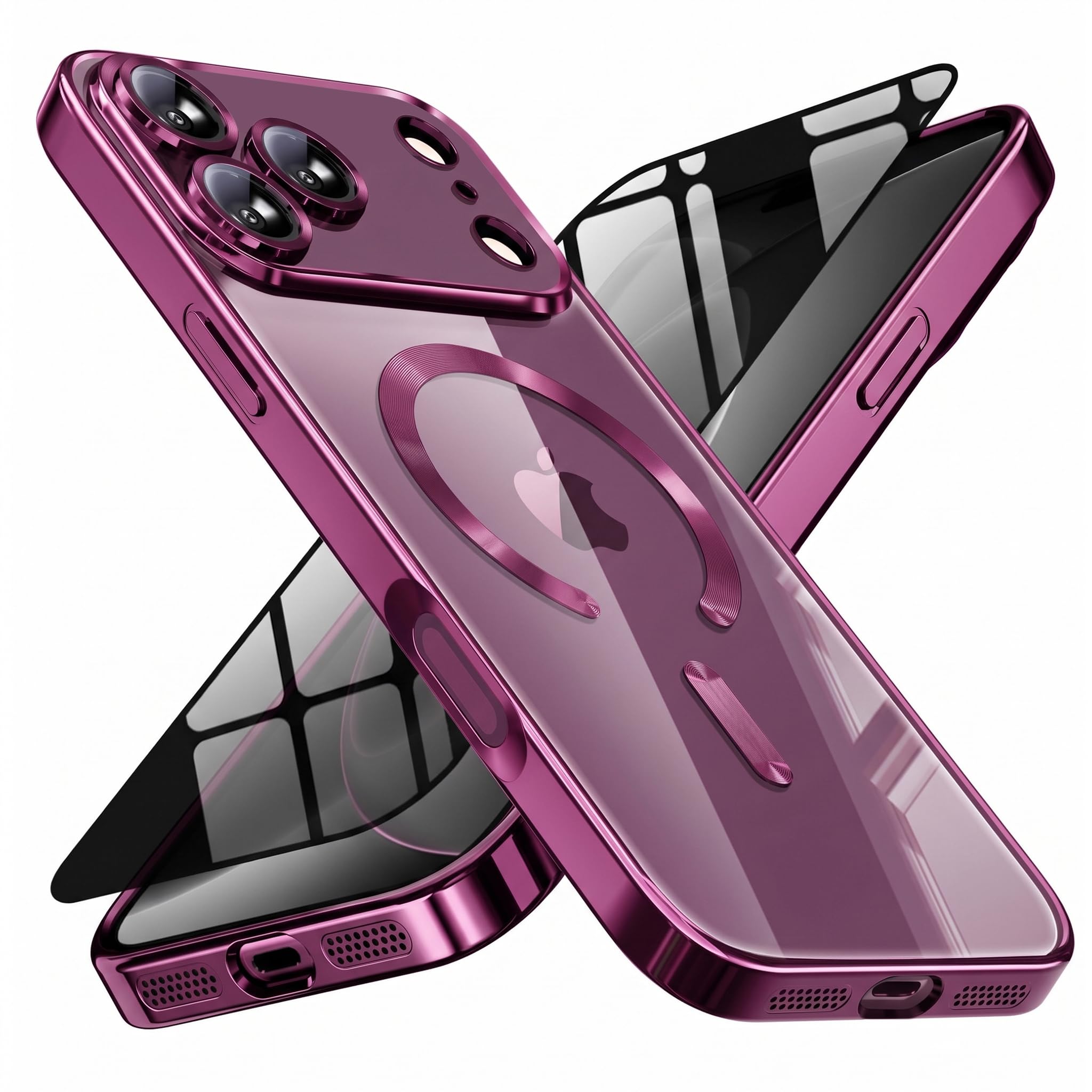 Magnetic for iPhone 18 Pro Max Case with Privacy Screen Protector Burgundy
