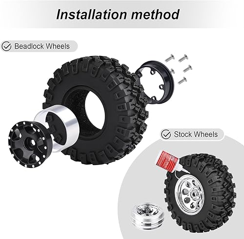 Miniatura 10 de HobbyPark Neumáticos de lodo SCX24 de goma blanda 1.0 Rock Crawler para 118 TRX4M 124 RC Crawler Axial SCX24 FMS FCX24 Enduro24 T1014