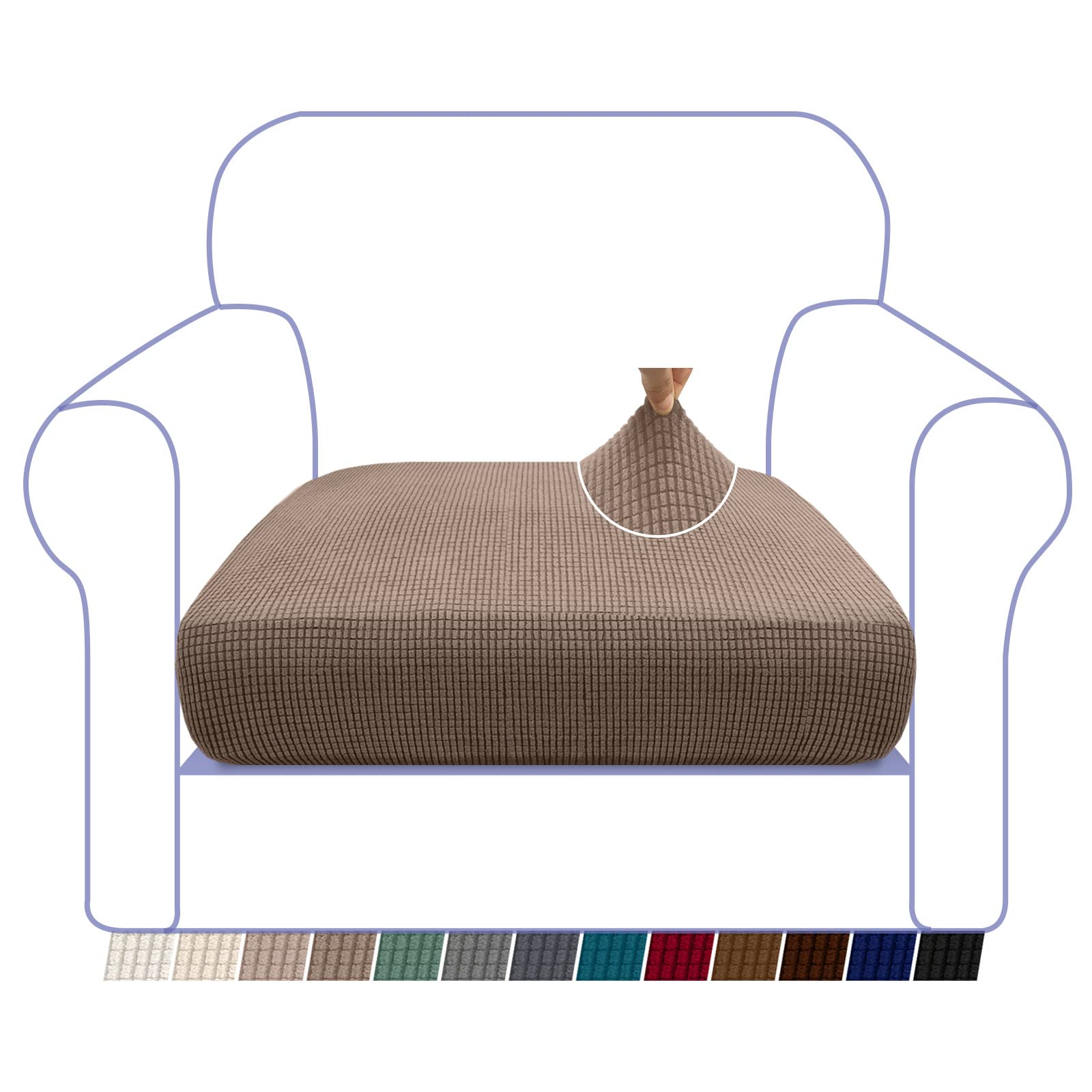 Granbest High Stretch Sofa Seat Cushion Cover Super Soft Couch Seat Cover Sofa Cushion Protector Jacquard Spandex Fabric with Elastic Bottom(1 Seater
