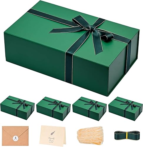 Miniatura 79 de LIFELUM - Caja de regalo con tapa magnética, contiene tarjeta, cinta, etiqueta adhesiva y papel triturado de relleno, para Navidad, grande, 13.8 x