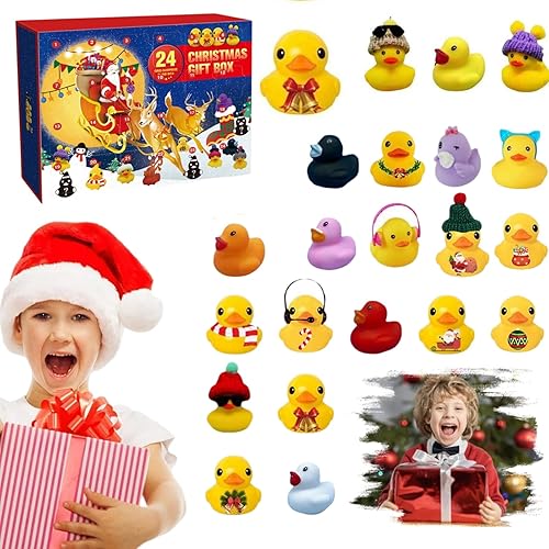 Rubber Duck Advent Calendar 2024,24 Days Christmas Countdown Advent Calendar with 24 Upgraded Cute Rubber Ducks,Baby Advent Calendar,Toy Advent Calendar,Rubber Duck Bath Toys for Kids Adults