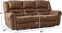 Vista 2 de EBELLO Sofá reclinable de piel sintética, sofá reclinable de 3 plazas, juego de sofá reclinable manual para sala de estar, juego de muebles