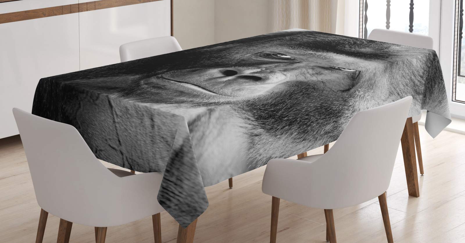 ABAKUHAUS Ape Tovaglia, Eco-Friendly Apicoltura, Rettangolare per Sala da Pranzo e Cucina, 140 x 170 cm, Beige Verde Salvia