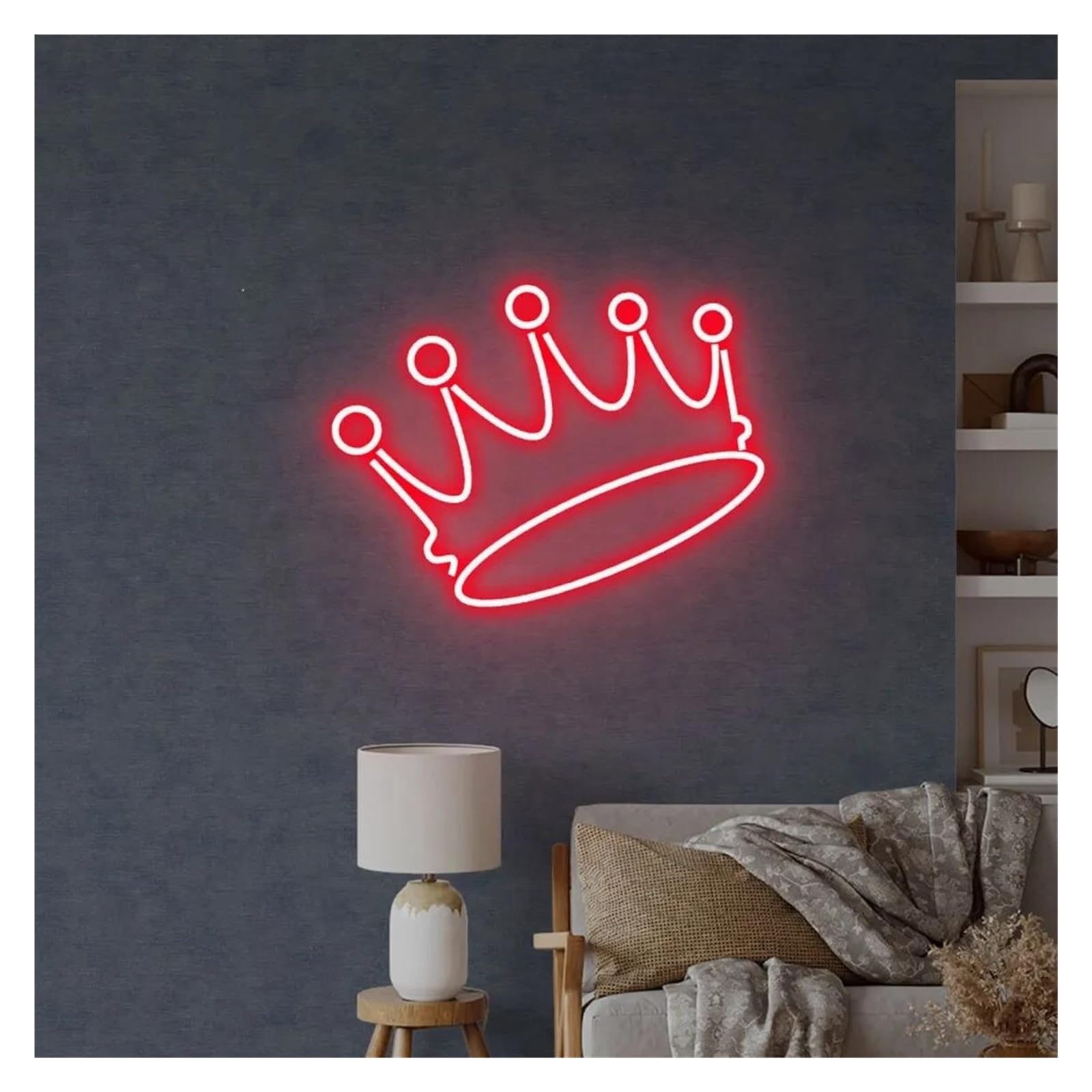 LEMST Signs Lamp Crown Neon Signs USB Powered, Adjustable Brightness Neon Lights Crown Suitable for Bistro Party Decor Commercial Light(A,40cmx50cm)