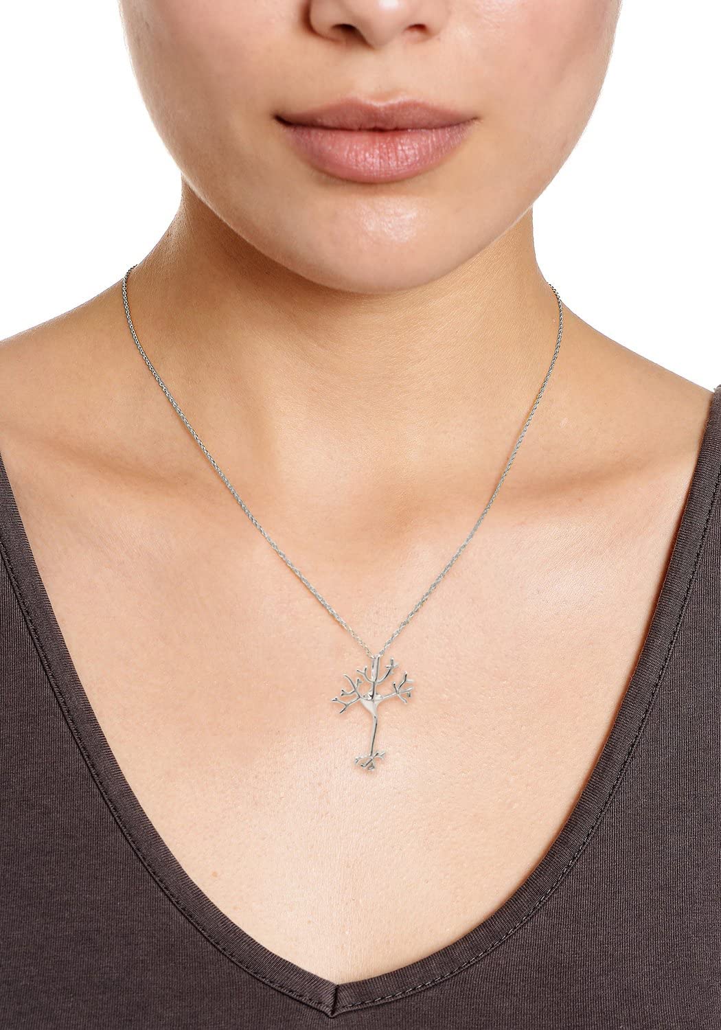 Neuron - Ciondolo a cellule nervose con collana in argento Sterling 925, in oro rosa, 40 cm, con estensione di 7 cm