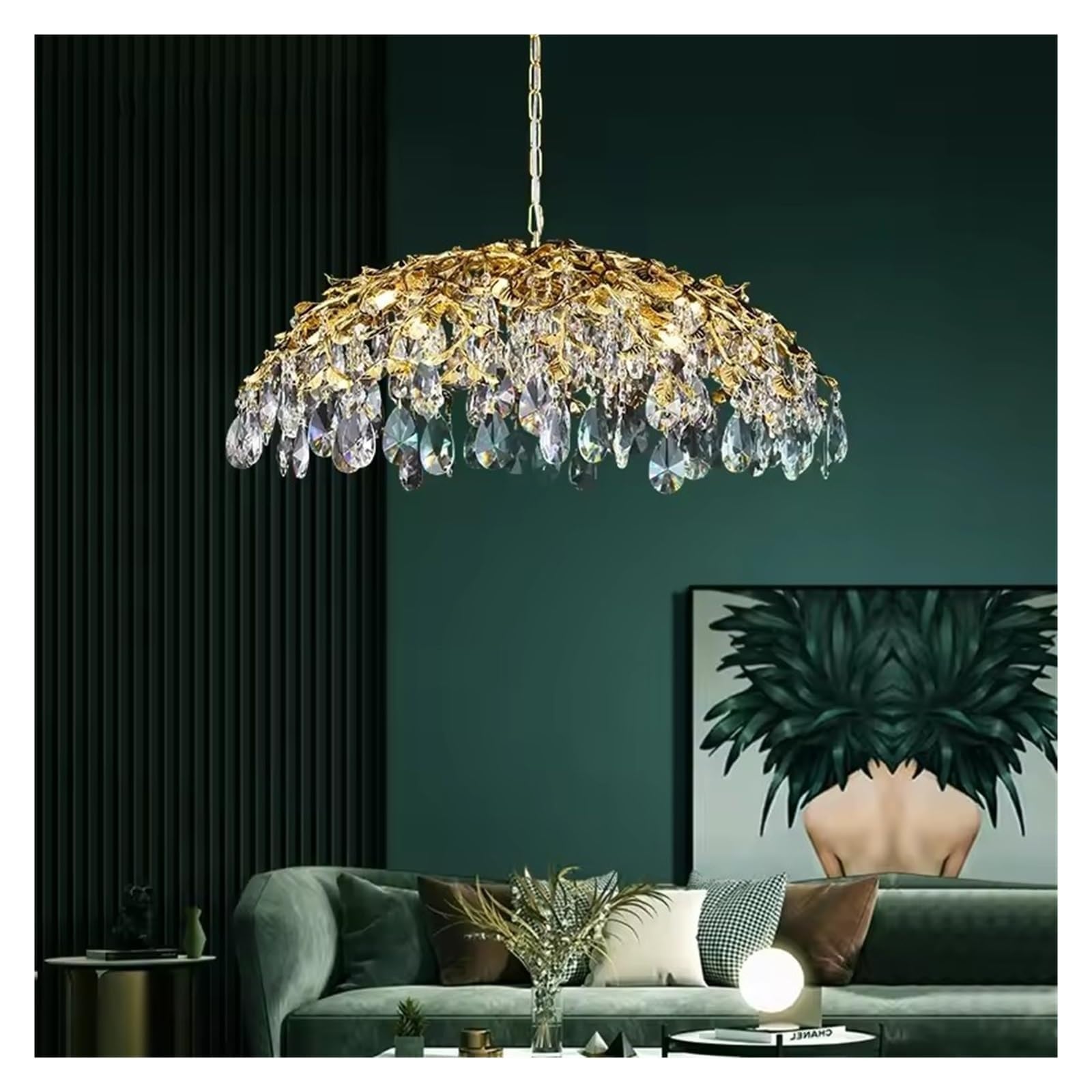 Suspension design LED en cristal chrome doré de 60 cm de diamètre pour sublimer votre intérieur
