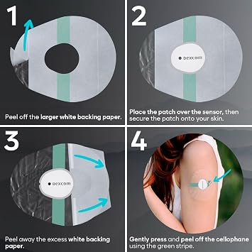 Dexcom G7 Patches, Waterproof, 40 Pack, No Glue on Center, Easy to Apply
