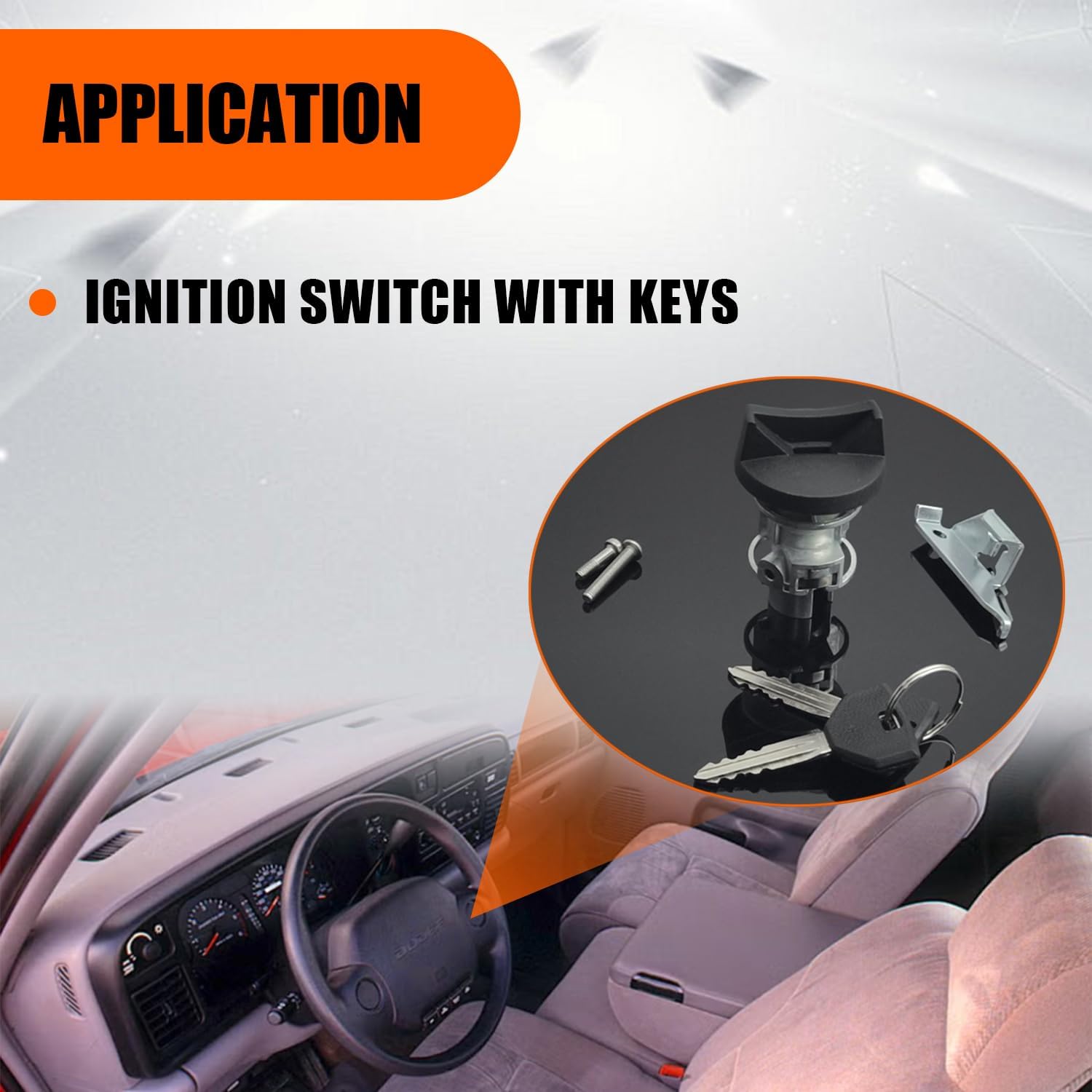 Ignition Switch with Keys fit for Chrysler 1993-1995, Dodge Dakota 1993-1996, Dodge 1991-1995, Jeep Grand Cherokee 1994-1996, Plymouth Acclaim Grand Voyager 1993-1995, Replace OE 4778122