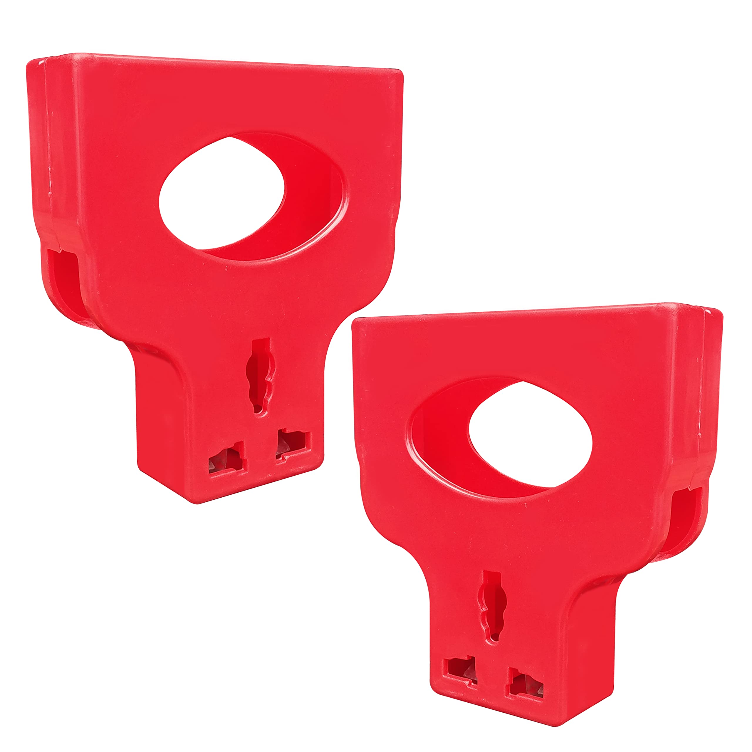 eunik E store Multi-Purpose Wall Holder Stand for Charging Mobile Just Fit in Socket and Hang (Pack of 2 Red Colour)