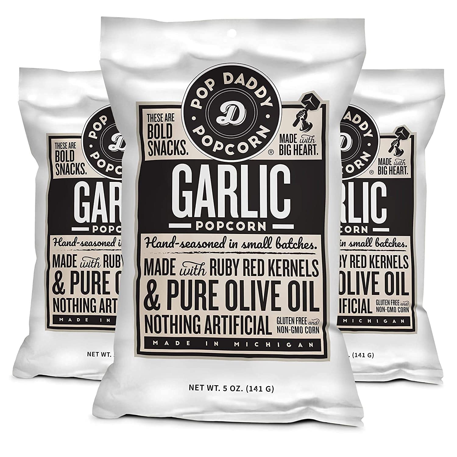 Pop Daddy Flavored Popcorn Gourmet Garlic Flavor Hand