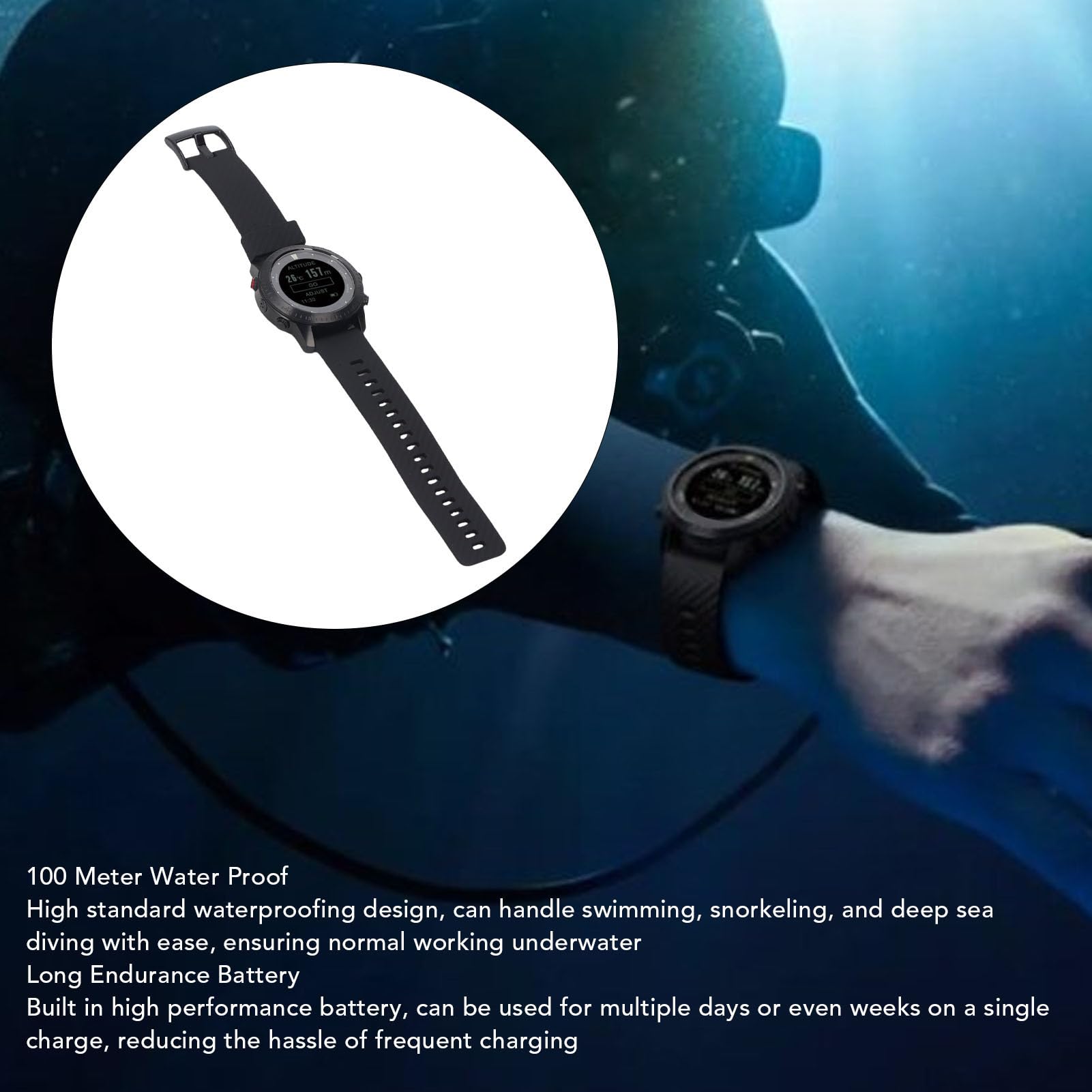 Reloj de Computadora de Buceo, Pantalla de 1.18 Pulgadas, 100 Metros a Prueba de Agua, Seguimiento de Actividades, Múltiples Modos para Hombres Nadando Buceo
