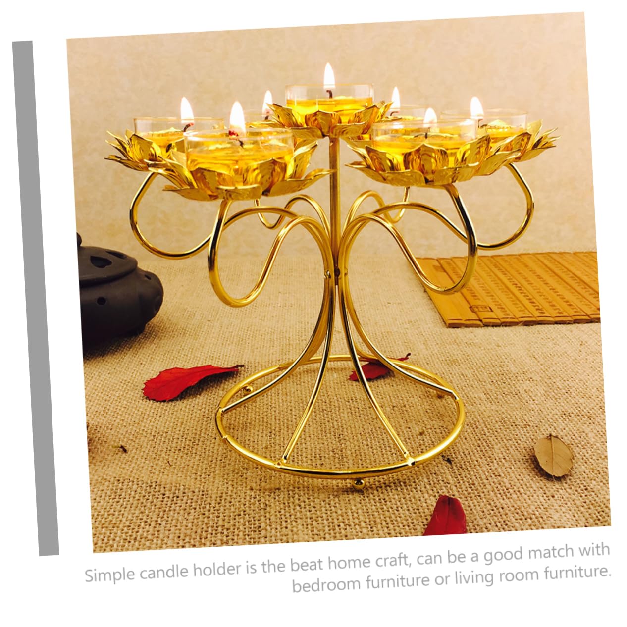 Portacandele A 7 Fiori in Metallo Portacandele Tealight Per Decorazioni Di Nozze Feste E Anniversari