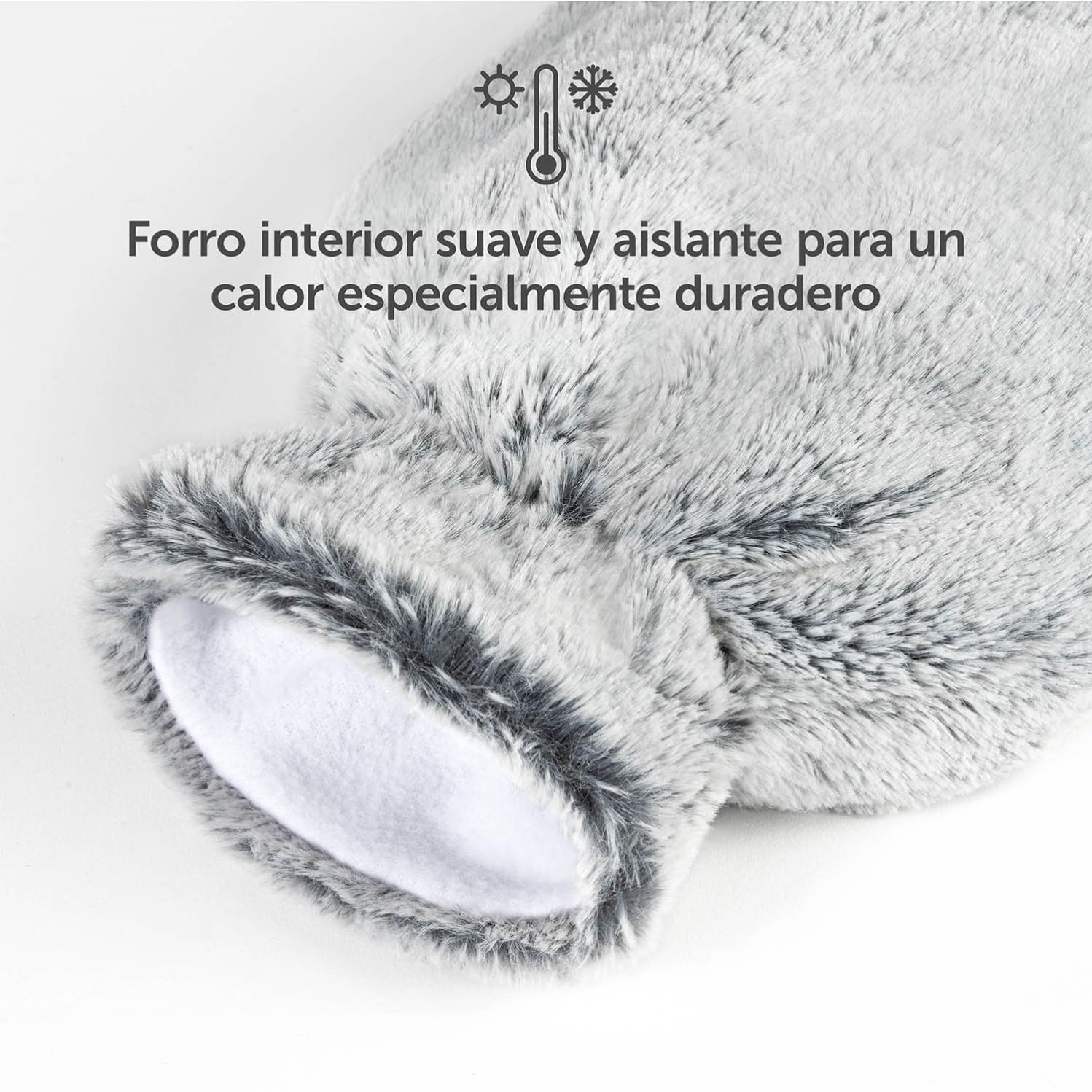 Blumtal Bolsa de agua caliente premium con funda de suave piel sintética, 1,5 l, botella de agua caliente de caucho natural, botella de agua caliente para regalo para novia, bolsa de agua caliente de