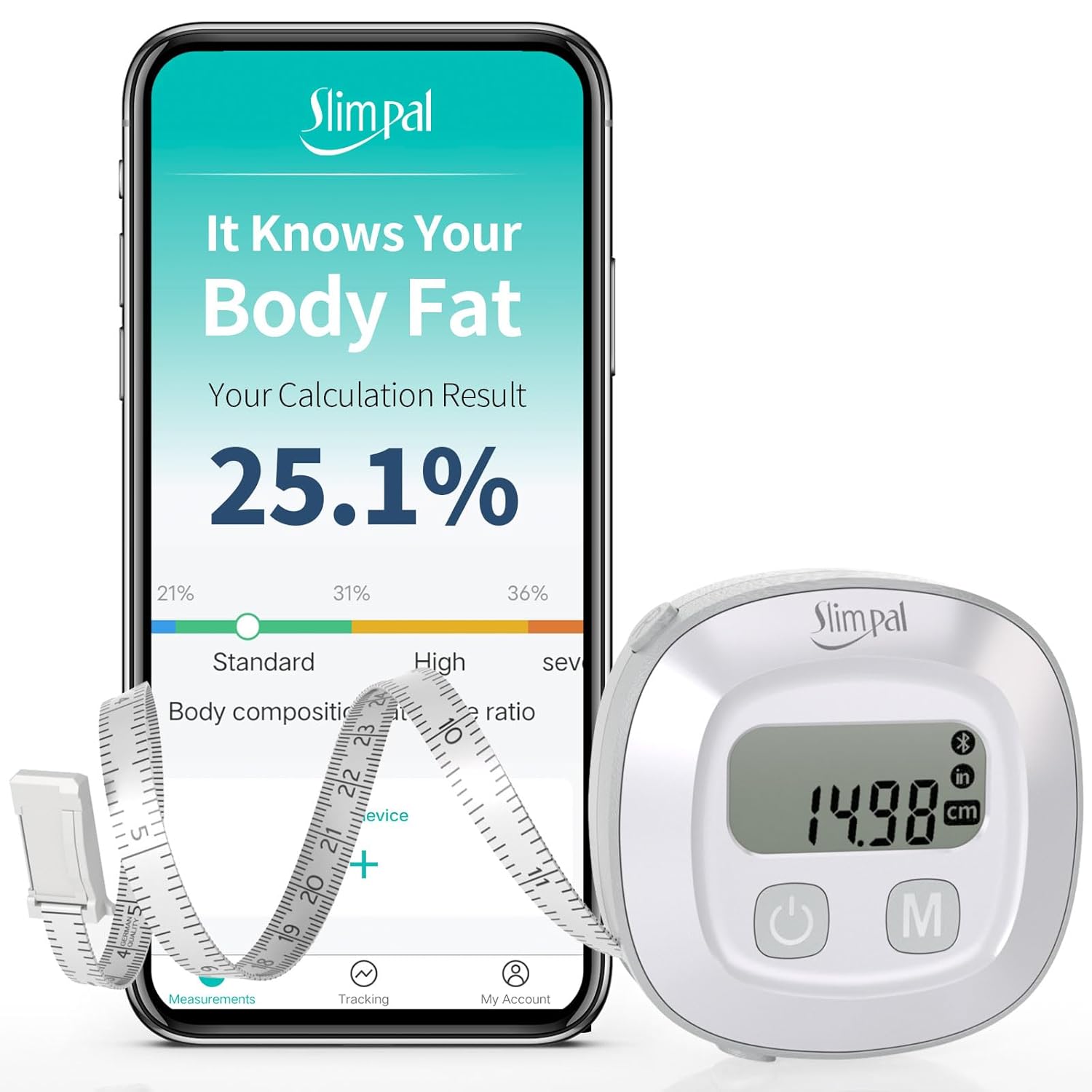 Slimpal Smart Body Measuring Tape Tape Measure for Body Waist Arms Hip Bust Measurements Device with App Retractable