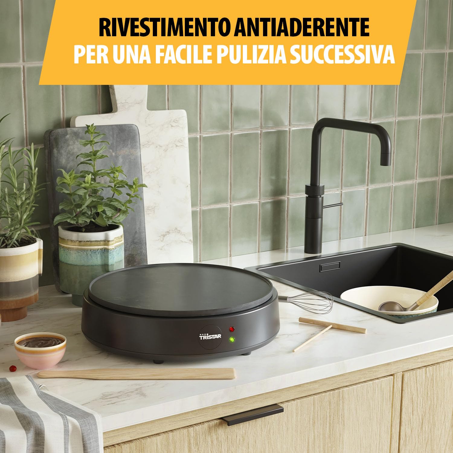 Tristar Crepiera 30 cm 1200 W 10 Livelli di Calore Antiaderente Senza BPA