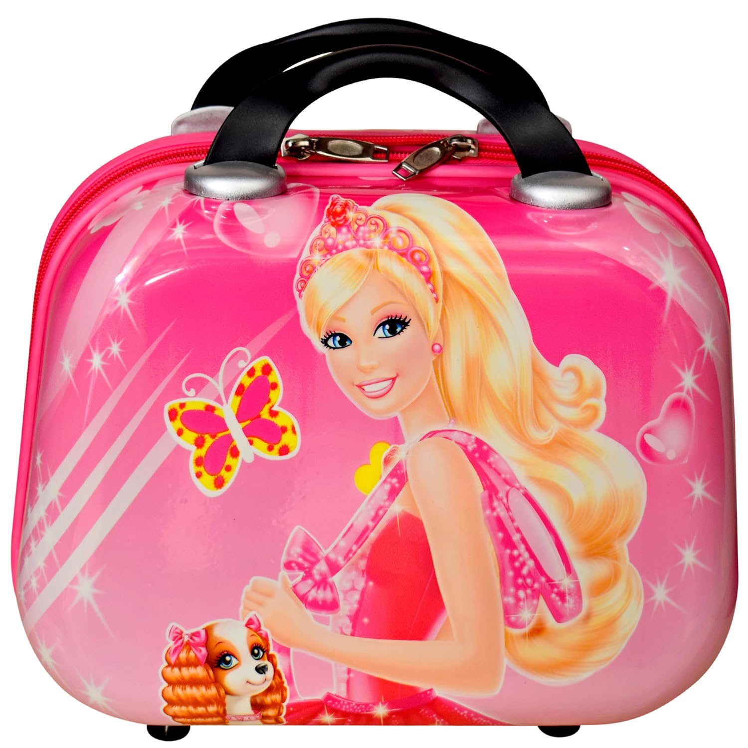 Kid's 13" Fancy Cute Doll with Dog Travel Vanity Bag Organizer Cosmetic Travel Case Hand Luggage with Elastic Band at Back for Girl's