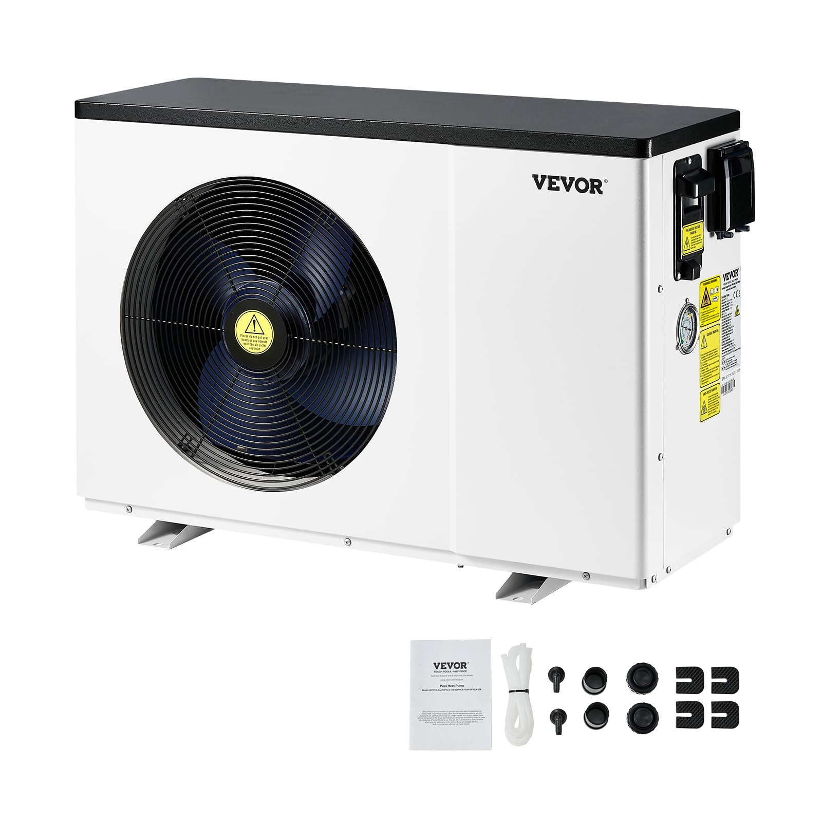 VEVOR Elektrische Pool-Wärmepumpe, 2,51–11,38 kW Heizleistung, energiesparende Poolheizungen mit variabler Frequenz für 25–50 m³ Aufstellpools, Heiz- und Kühlpool-Warmwasserbereiter AC 220–240 V 50 Hz